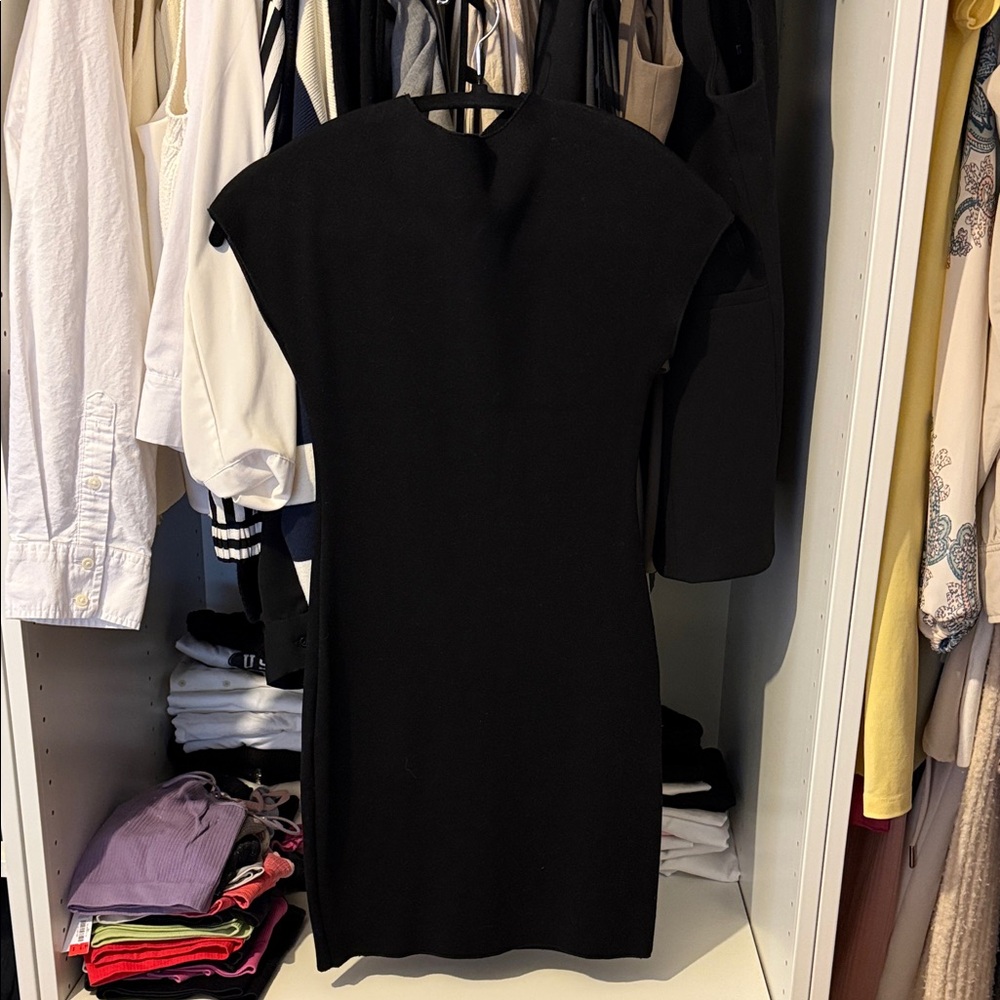 Zara Black Cap-Sleeve Mini Dress